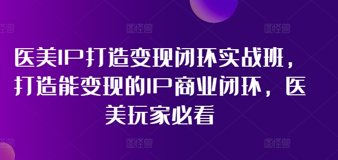 （11850期）医美IP打造-变现闭环实操班，打造能变现的IP商业闭环，医美玩家必看-22节-404网创